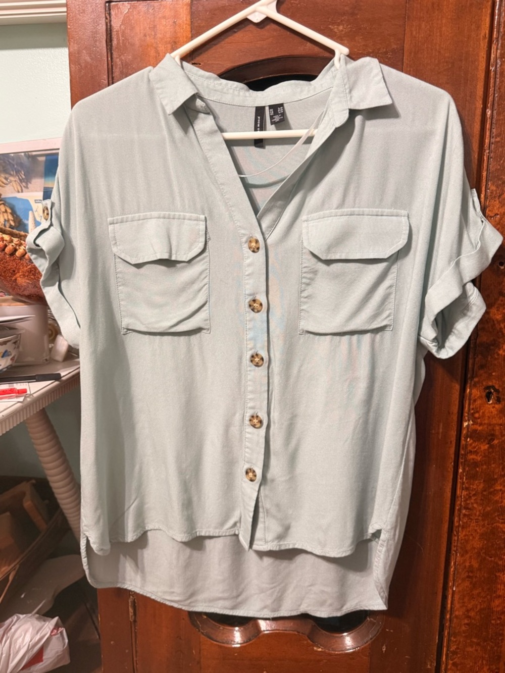 Vero Moda Button Down Front Pocket Short Sleeve Size Small